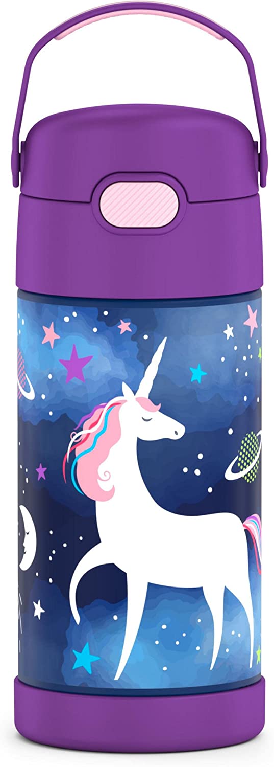 กระติกดูดน้ำแตนเลสหุ้มฉนวนสุญญากาศยี่ห้อ Thermos ของแท้ขนาด 12 ออนซ์ ลาย Space Unicorn ราคา 990 - บาท