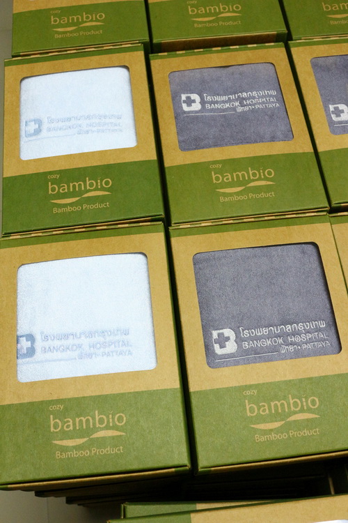 ผ้าขนหนูใยไผ่ปักโลโก้บริษัท PCS=Nissin