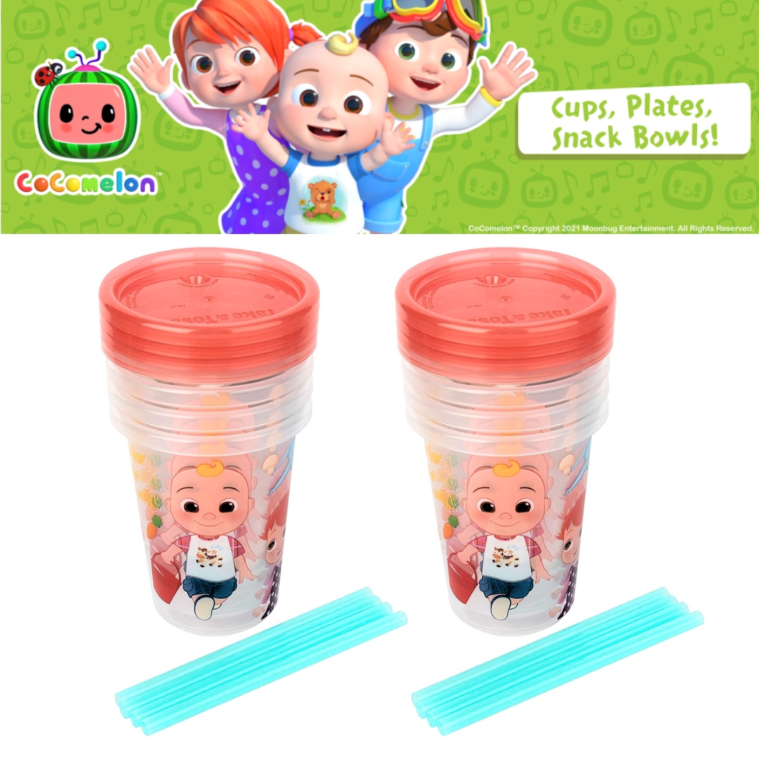 นำเข้า 🇺🇸 🍉The First Years CoComelon Take & Toss Toddler Straw Cups แก้วหัดดื่มสำหรับเด็กวัยเตาะแตะรุ่น The First Years 🎶🍉