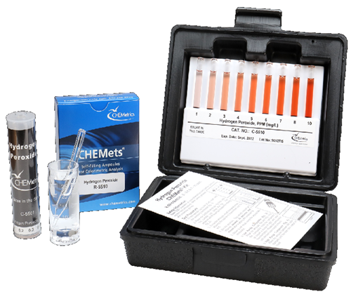 Chemetrics รหัส K-5510 ชุดทดสอบคุณภาพน้ำค่าไฮโดรเจนเปอร์ออกไซด์,Hydrogen peroxide CHEMets kit,meas.range: 0.5～10ppm