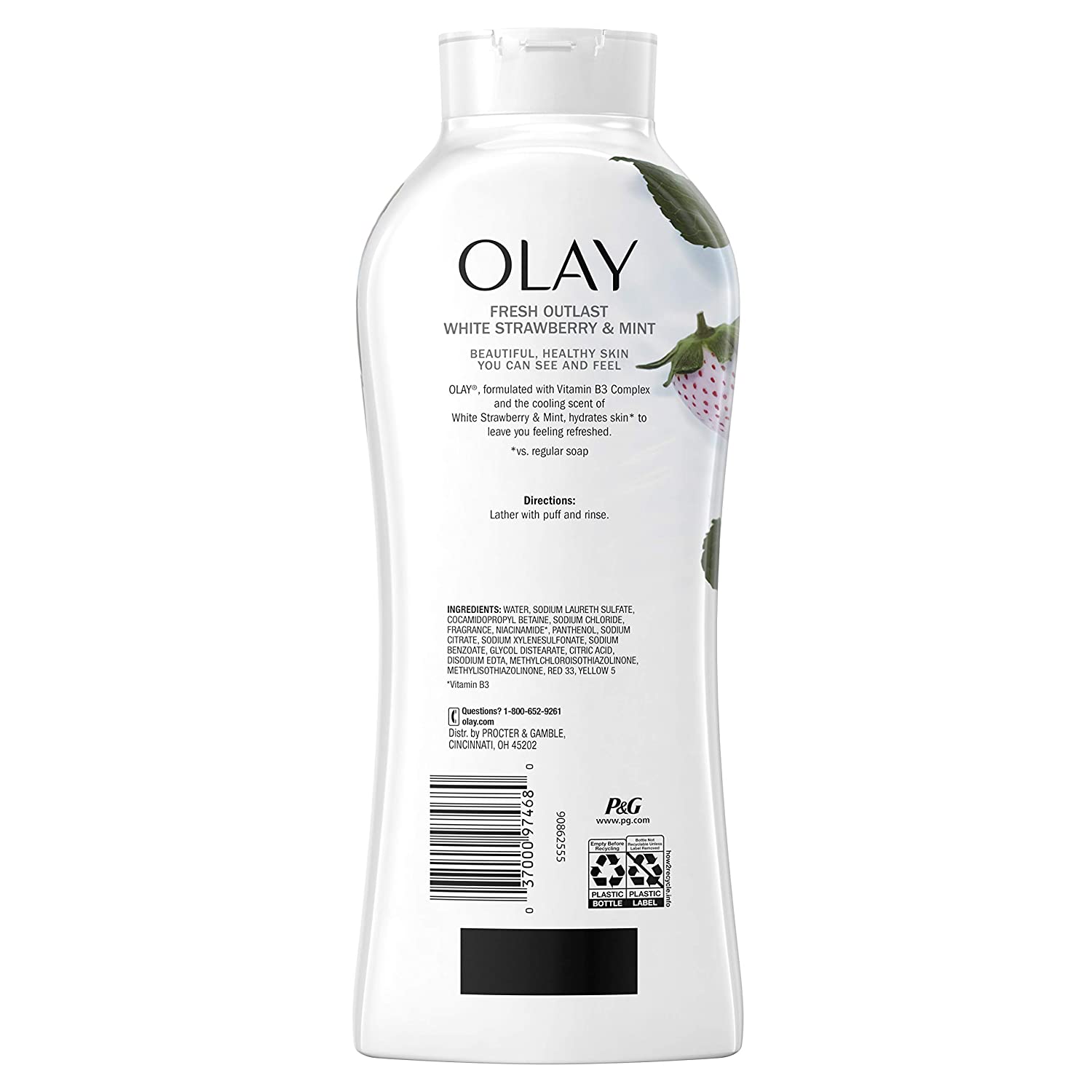 Olay Fresh Outlast Cooling White Strawberry & Mint Body Wash, 22 oz