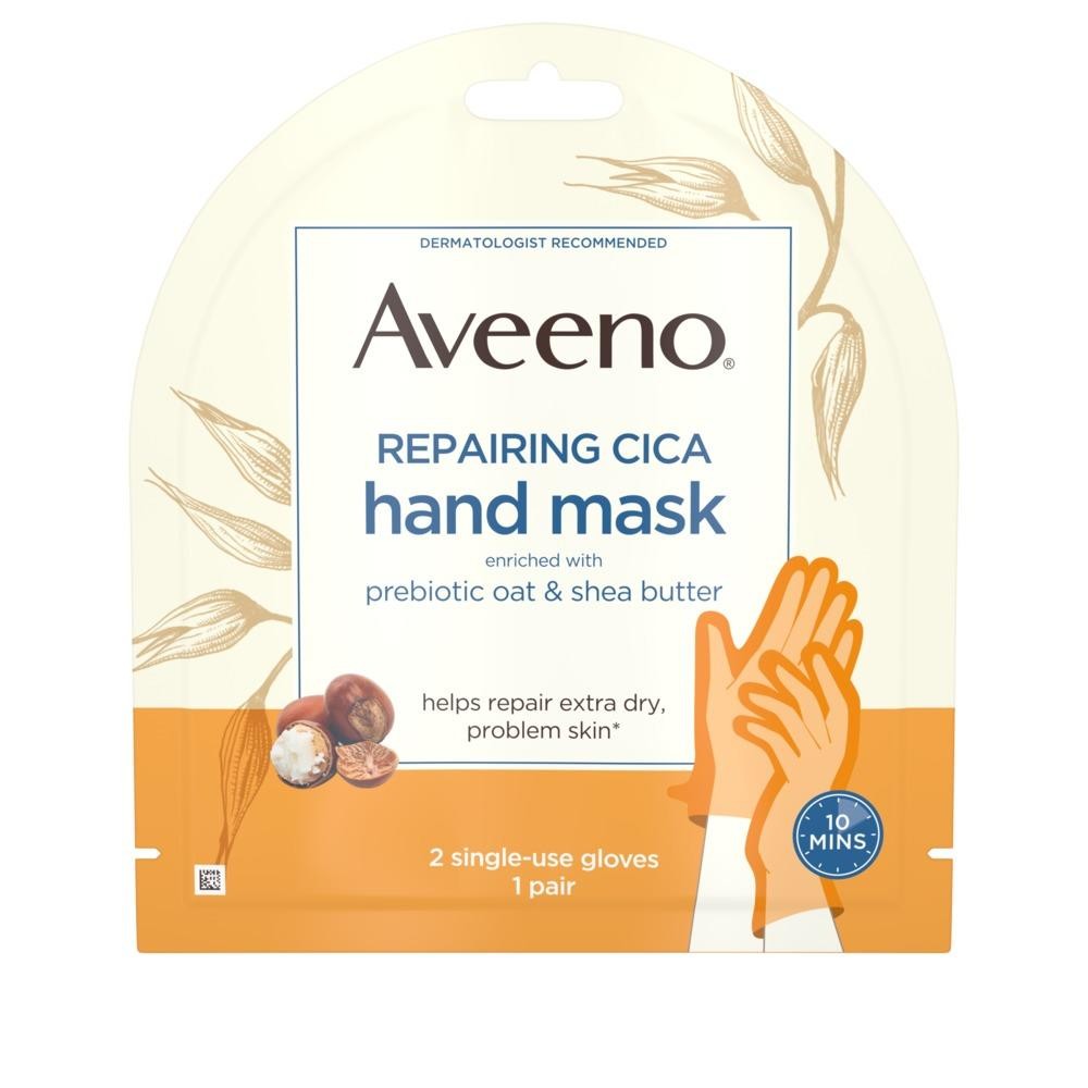 แผ่นมาส์กมือ Aveeno, Repairing Cica Hand Mask, 2 Single-Use Gloves