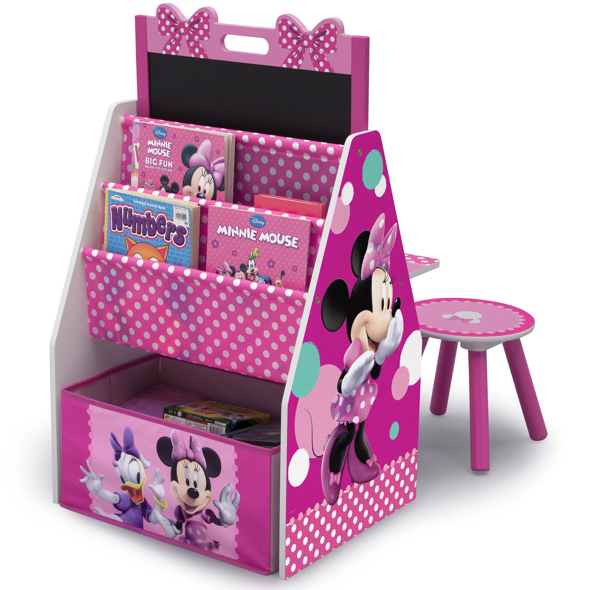 โต๊ะทำการบ้าน ชั้นวาง 3 in 1 ลาย มินนี่เม้าส์ Disney Minnie Mouse Deluxe Kids Art Table, Easel, Desk, Stool & Toy Organizer by Delta Children ราคา 3590 บาท
