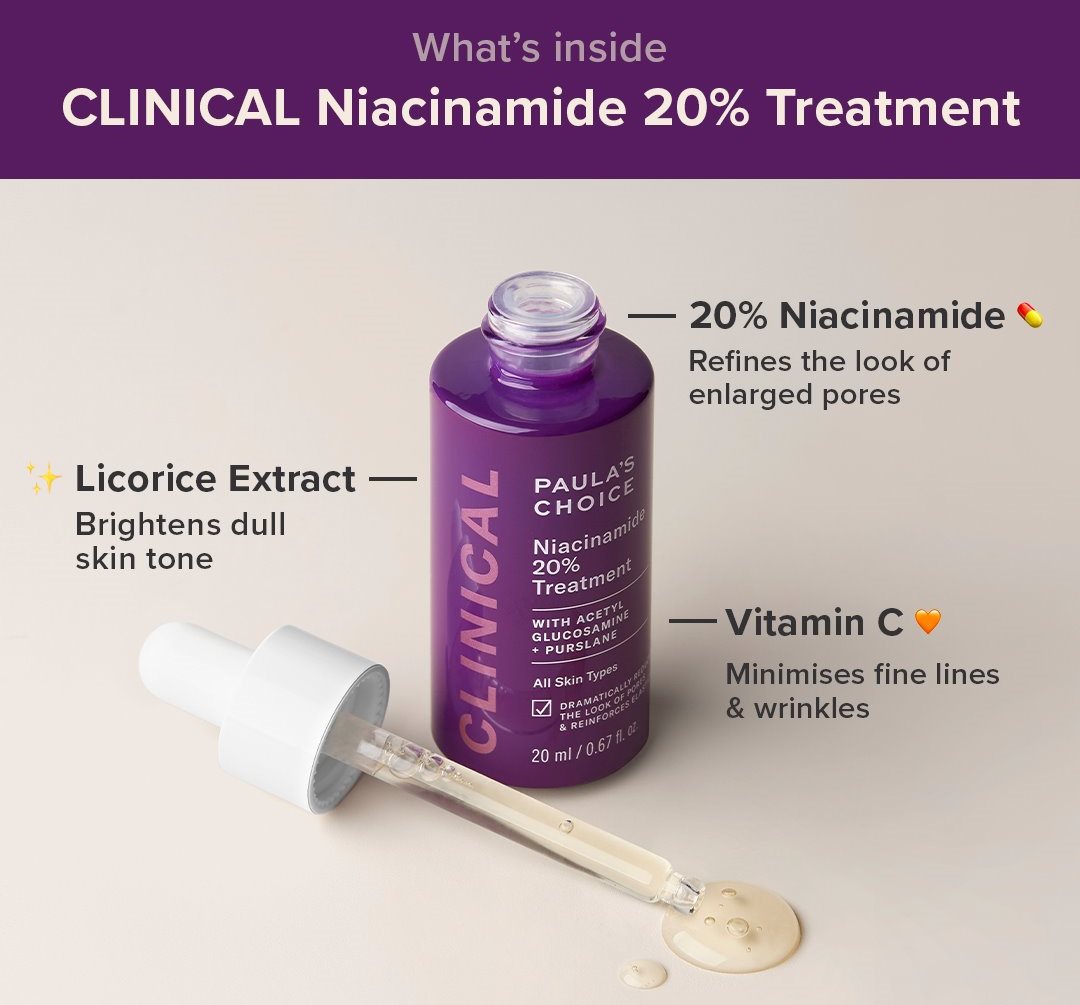 PAULA'S CHOICE :: Clinical Niacinamide 20% Treatment วิตามินB3 เข้มข้นสูง เซรั่มทรงประสิทธิภาพช่วยให้ผิวกระชับขึ้น และรูขุมขนเล็กลง ช่วยปรับสภาพผิวให้เรียบเนียนขึ้น เนื่องจากอายุมากขึ้น หรือการทำลายของแสงแดด