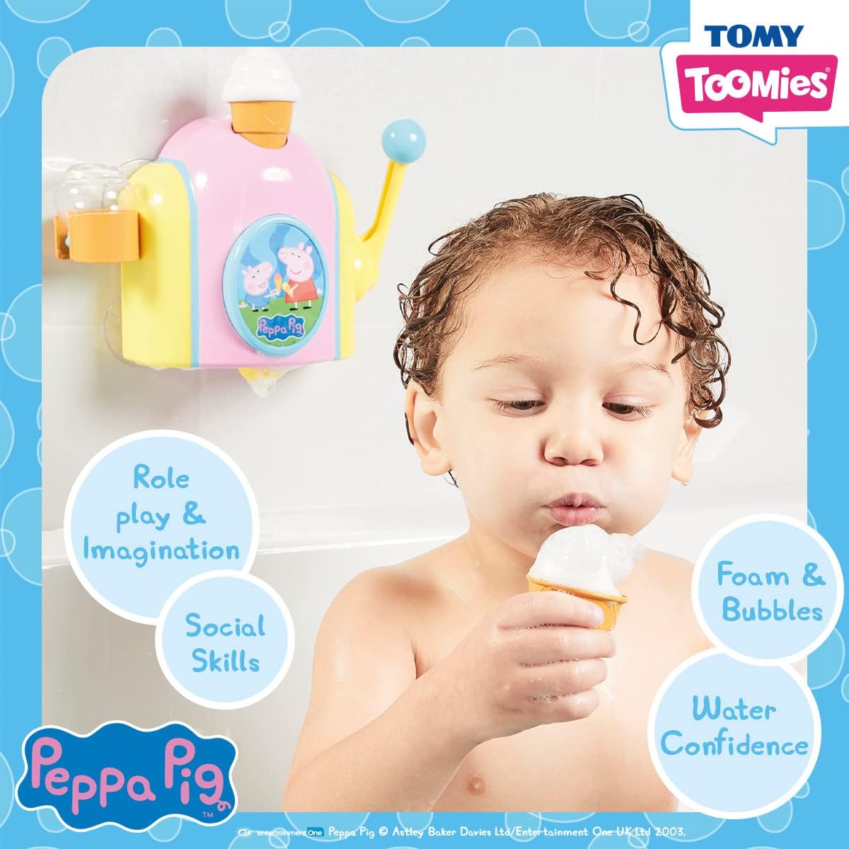 เปปป้าพิกไอศกรีมบับเบิ้ล-ของเล่นในห้องน้ำ Toomies Peppa Pig Bubble Ice Cream Maker Bath Toy 18 months+ ราคา 1,690 บาท