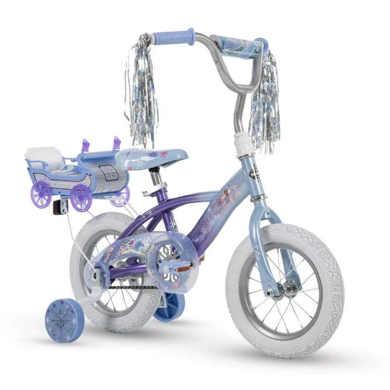 นำเข้า🇺🇸 จักรยานเด็กลายเจ้าหญิงดิสนี่ย์ โฟรเซ่น Disney Frozen 12" Girls Bike with Doll Carrier by Huffy ขนาดล้อ 12 นิ้ว