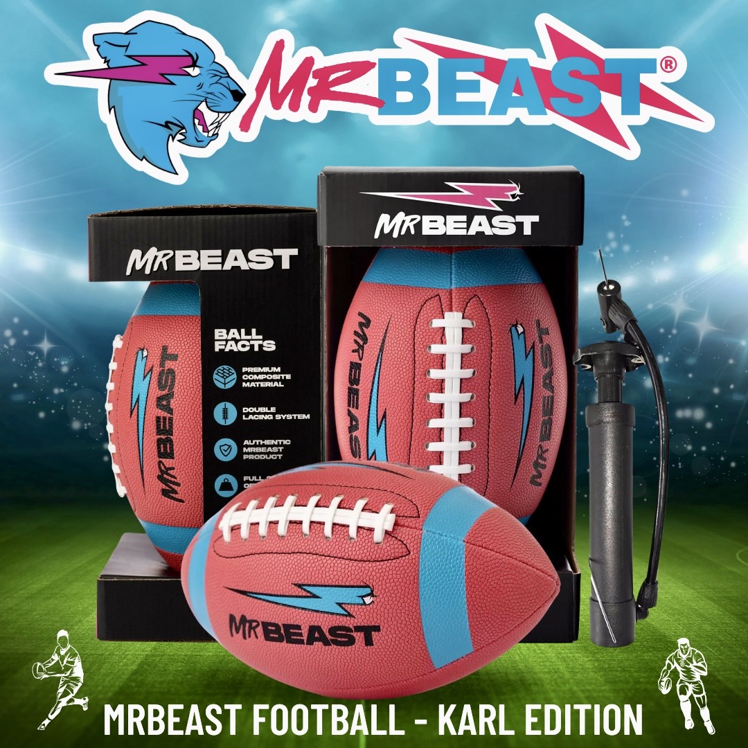 NEW✨นำเข้า🇺🇸 PMRBEAST FOOTBALL - KARL EDITION- ลูกรักบี้ฟุตบอลอเมริกา 🏈ของแท้จาก MrBeast.Store ขนาด Size 7 🤾♀️