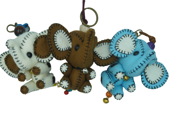 Handmade Souvenir สินค้าทำมือ ตุ๊กตาช้างไทย สีฟ้า Bule Elephat พวงกุญแจช้างไทย handmade elephant gift ของที่ระลึก ของฝาก โมเดล Thailand Souvenirs & Gifts