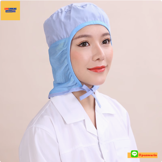 หมวกแก็ปไลน์ผลิต หมวกพนักงาน ระบายอากาศได้ดี หมวกพนักงานโรงงาน หมวกพนักงานห้องปฏิบัติการ สีภาพ ขนาดเดียว H6803014 ้