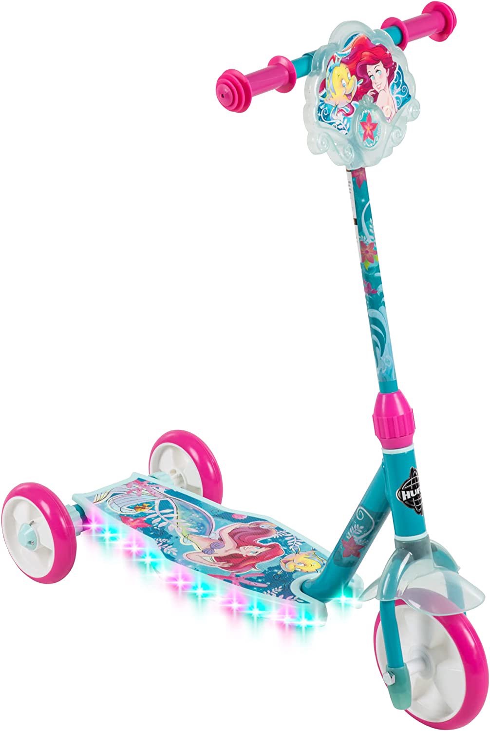 สกู๊ตเตอร์แอเรียล Huffy Disney The Little Mermaid Electro-Light 3 Wheel Scooter - Aqua/Pink ราคา 2,990 - บาท