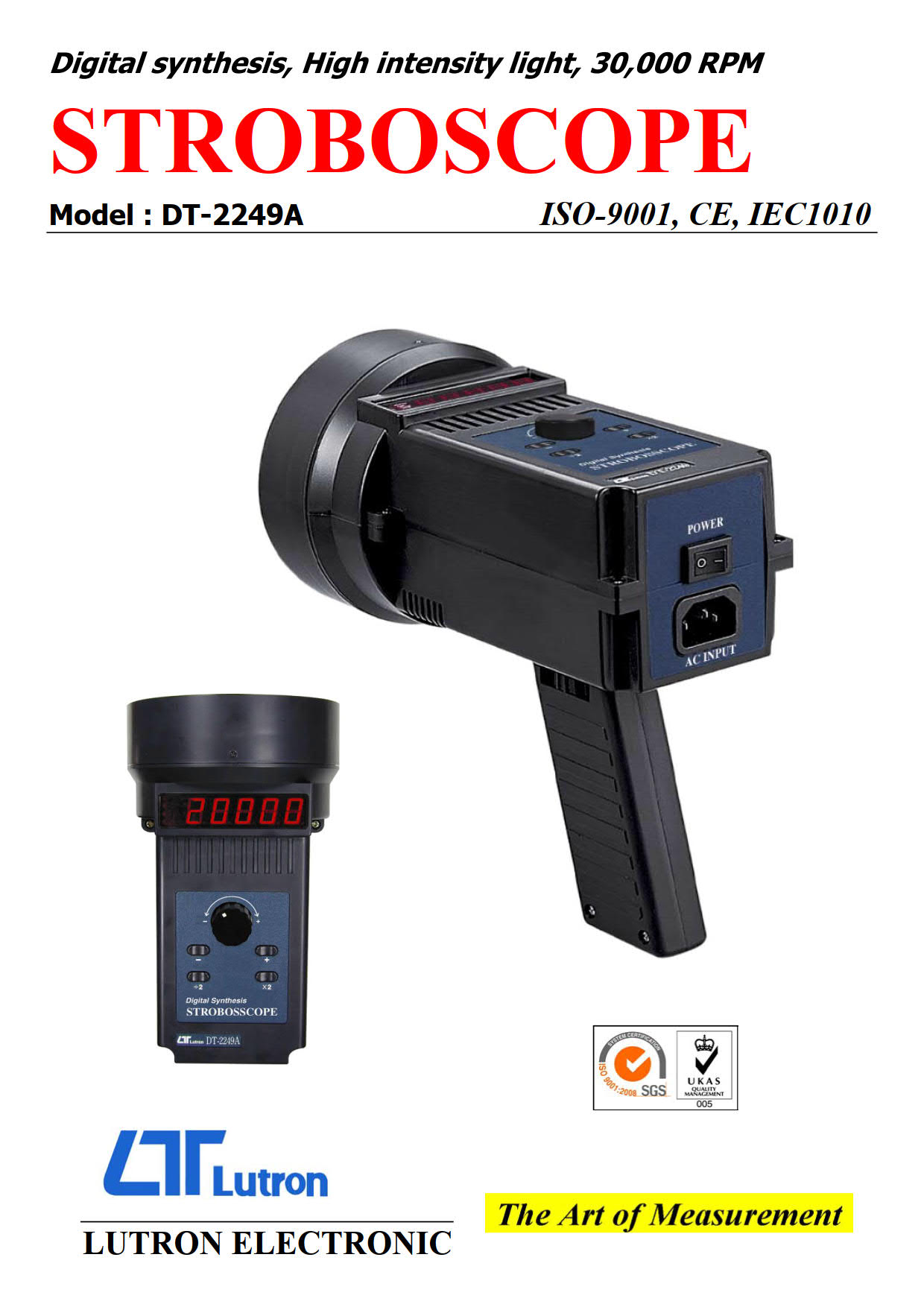 Lutron รุ่น DT-2249A เครื่องวัดความเร็วรอบแบบไม่สัมผัส/Lutron DT-2249A digital non-contact stroboscope tachometer