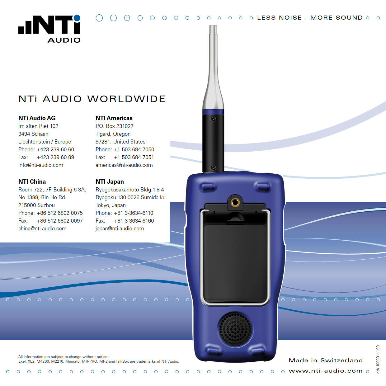 NTi รุ่นXL-2เครื่องตรวจวัดและวิเคราะห์เสียงแบบพกพา,Audio and Acoustic Analyzer(Body)