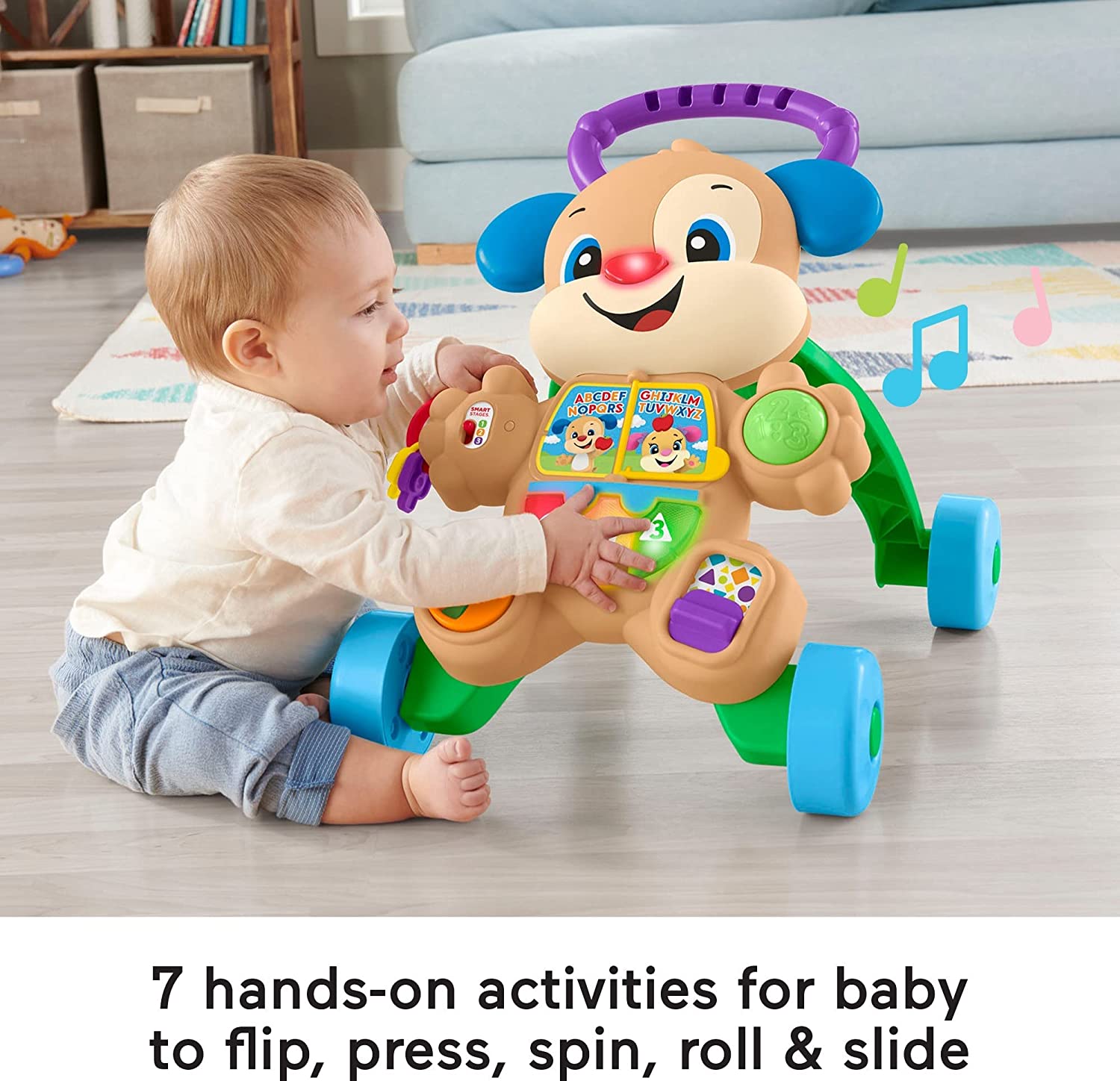 รถผลักเดินสีฟ้าสอนภาษาสำหรับเด็กหัดเดิน Fisher-Price Laugh & Learn Smart Stages Learn with Puppy Walker ราคา 1990 บาท