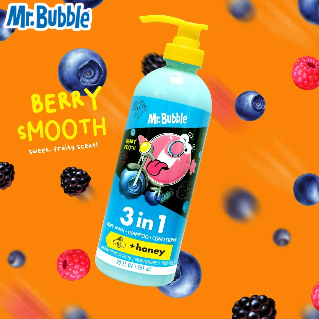นำเข้า 🇺🇸 ✨ ครบจบในขวดเดียว🫧Mr. Bubble 3-in-1 Berry Smooth อาบแล้วผมนุ่ม ตัวหอม สะอาดสดชื่น ราคา 690 บาท / ขวด