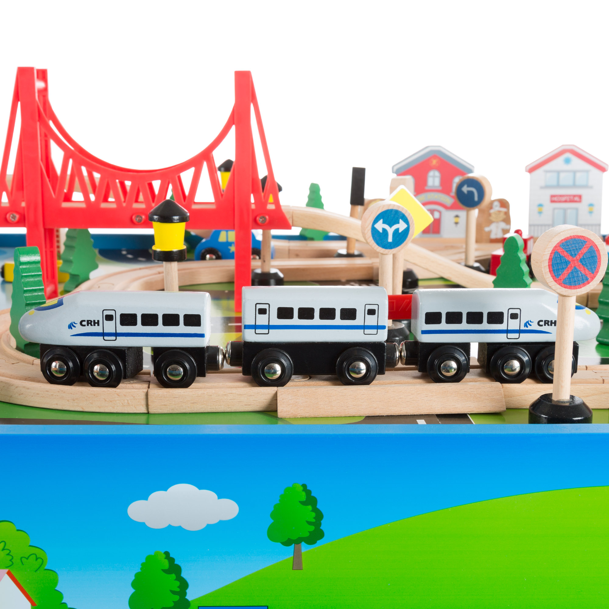ใหม่ล่าสุด💥 ชุดกิจกรรมโต๊ะรถไฟ ทำจากวัสดุไม้ Hey! Play! Wooden Train Set & Table for Kids - Complete Set ครบชุด 75 ชิ้น ราคา 5990 บาท นำเข้าอเมริกา