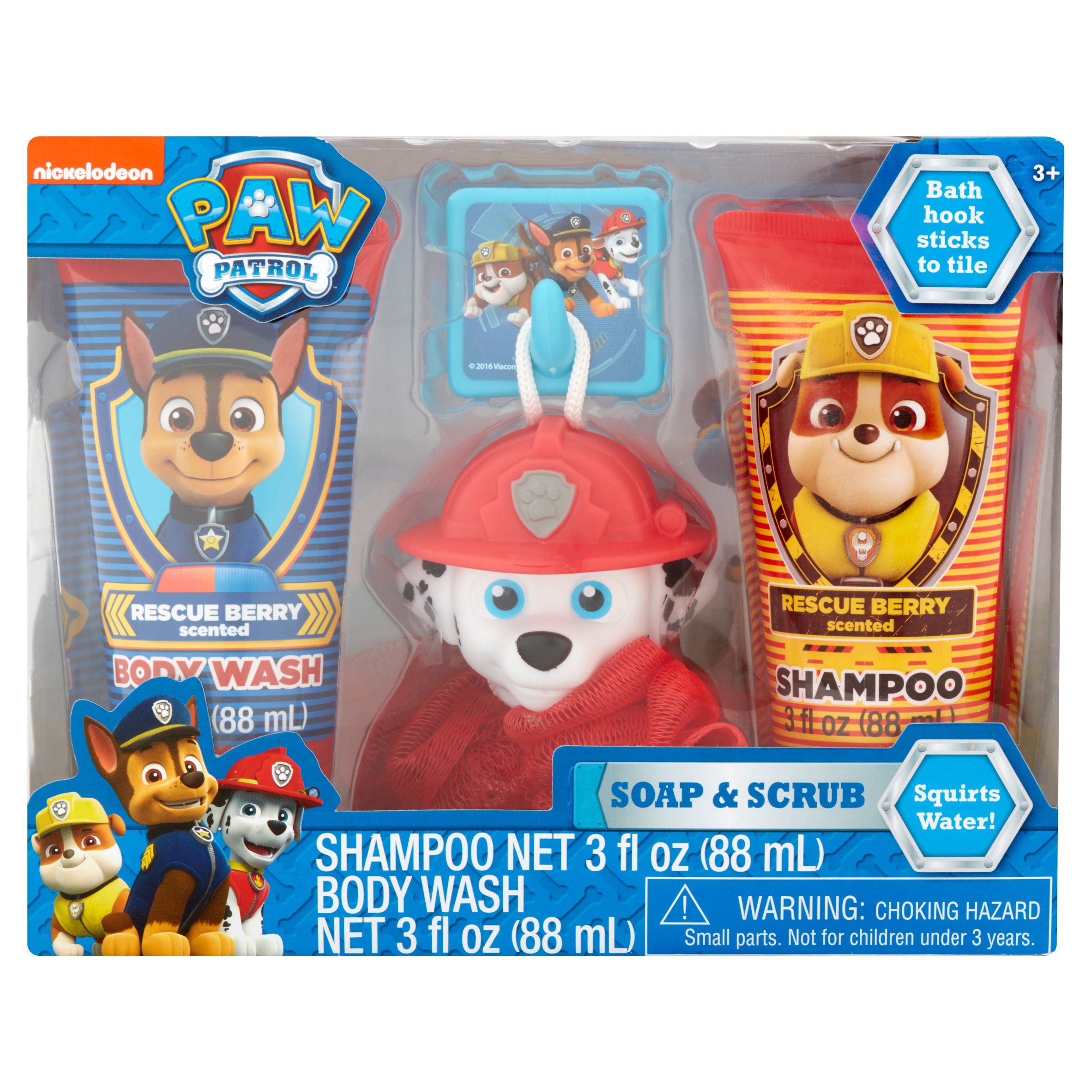 PAW Patrol Marshall 4-Piece Soap and Scrub Body Wash and Shampoo Set เซทอาบน้ำ พาว พาโทรล มาร์แชล (สบู่+แชมพู+ใยขัดตัว+ตะขอแขวน)