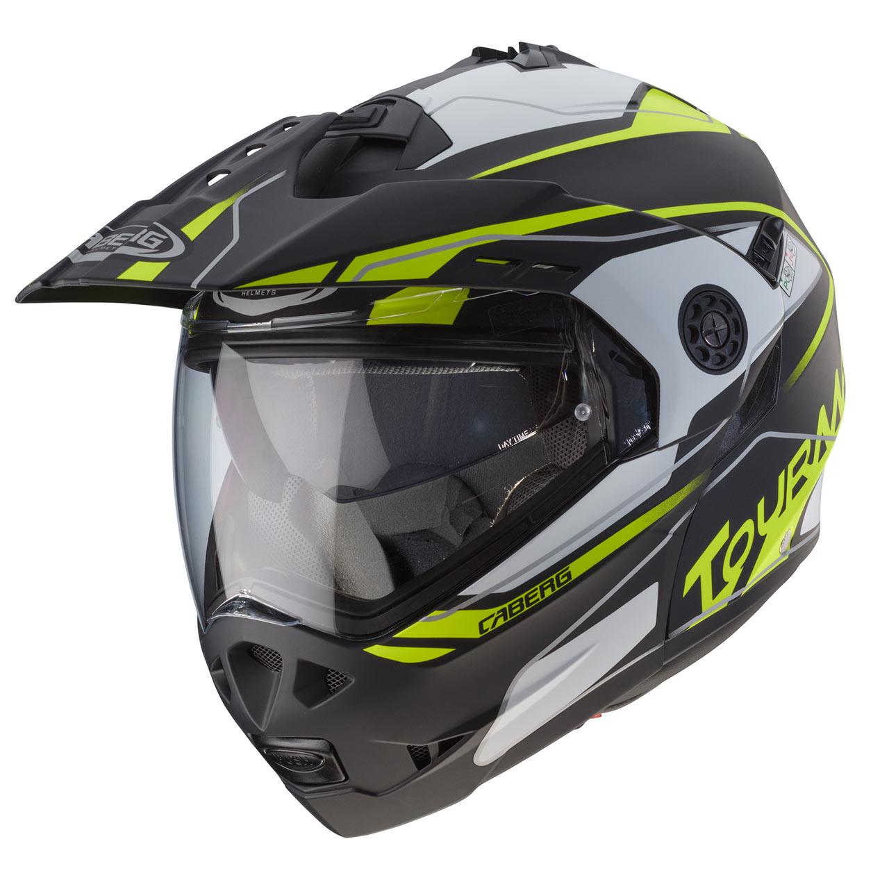 หมวกกันน็อค CABERG รุ่น TOUR-MAX ลาย MARATHON MATT BLACK - WHITE - YELLOW FLUO