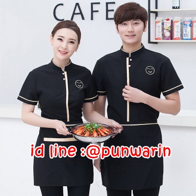 เสื้อพนักงานต้อนรับ เสื้อพนักงานโรงแรม เสื้อฟอร์มพนักงาน ชุดฟอร์มพนักงาน แดง ม่วง ดำ L-3XL F6011022 เสื้อ+กันเปื้อน