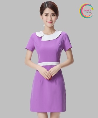 ชุดพนักงานนวดสปา ชุดพนักงานเสริมสวย ชุดทำงาน ชุดสูท ชมพู ,ม่วง S-3XL S6011009 ชุด