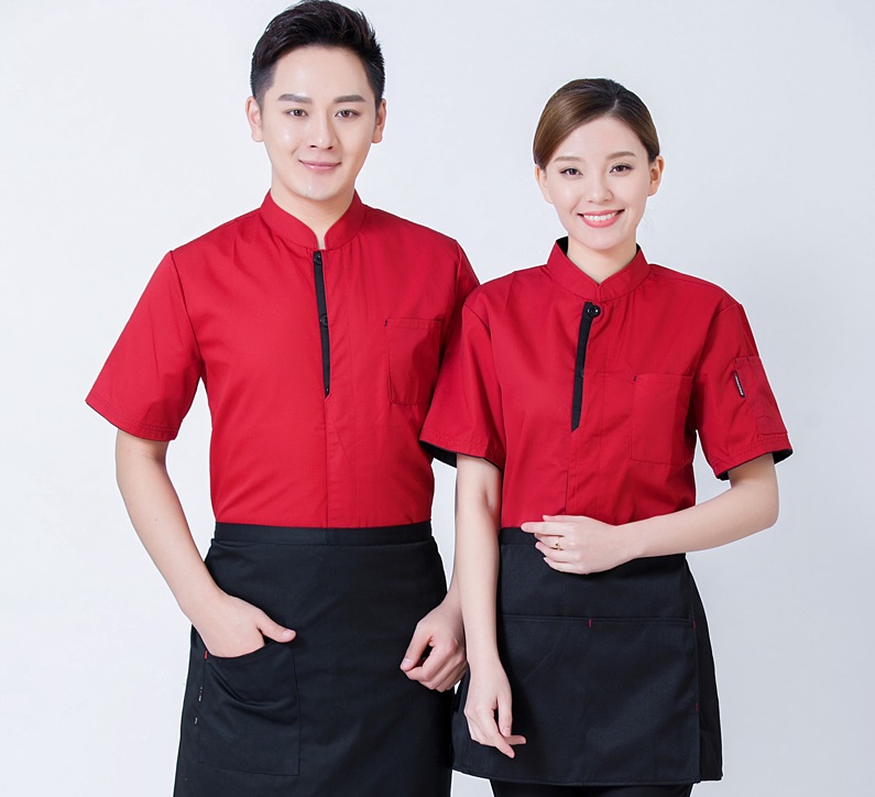 เสื้อเชฟ เสื้อพ่อครัว เสื้อแม่ครัว เสื้อพนักงานทำอาหาร เสื้อกุ๊ก สีดำ ขาว แดง M-3XL C6206003 เสื้อตัวเดียว