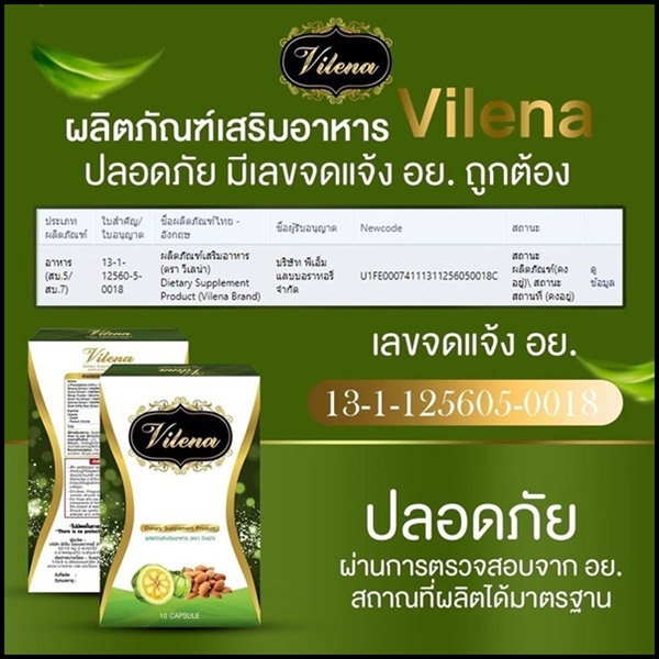 Vilena อาหารเสริมลดน้ำหนัก วีเลน่า ดีท็อกซ์