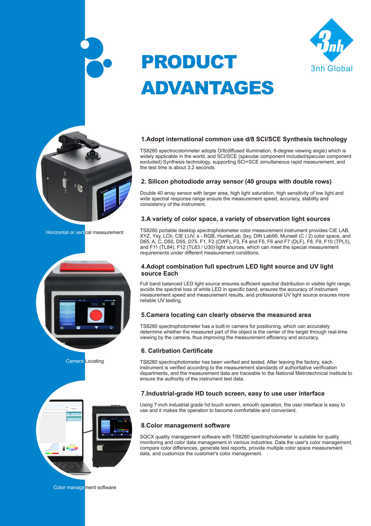 3nh รุ่นTS8280เครื่องสเปกโทรโฟโตมิเตอร์แบบตั้งโต๊ะขนาดกระทัดรัดPortable Desktop Spectrophotometer/Geometry D/8,Ø30mm/Ø25.4mm,Range:400～700nm