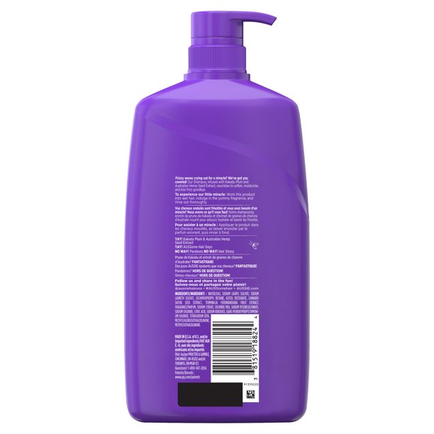เเชมพู Aussie Miracle Waves Shampoo with Hemp Seed, Paraben Free, 26.2 oz ราคา 590 - บาท