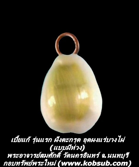 เบี้ยแก้ รุ่นแรก ฝังตะกรุด อุดผงแร่บางไผ่ (แบบมีห่วง) พระอาจารย์สมศักดิ์ วัดนครอินทร์