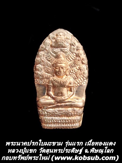 พระนาคปรกใบมะขาม รุ่นแรก เนื้อทองแดง หลวงปู่แขก วัดสุนทรประดิษฐ์