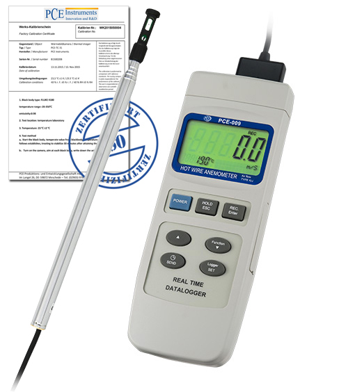 PCE รุ่น009-ICA เครื่องวัดความเร็วลมAir Velocity Meter incl. ISO Calibration Certificate