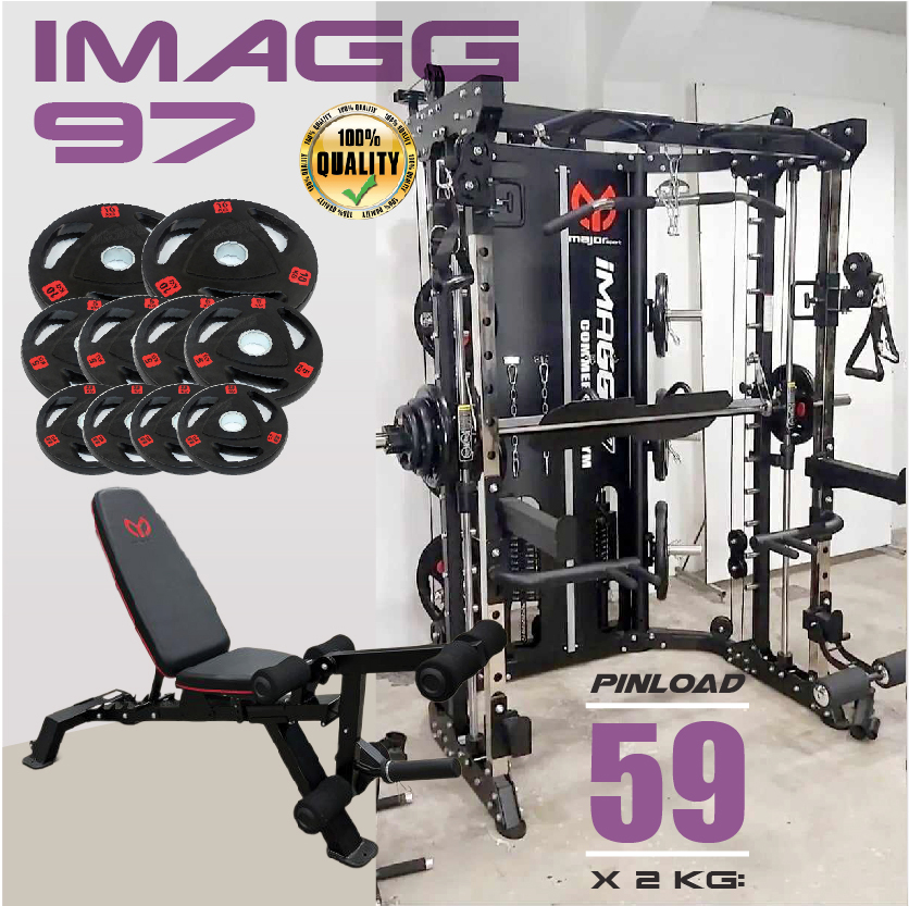 Smith Machine IMAGG 97 + ม้านั่ง819A + แผ่นน้ำหนัก50kg, สมิทแมชชีน