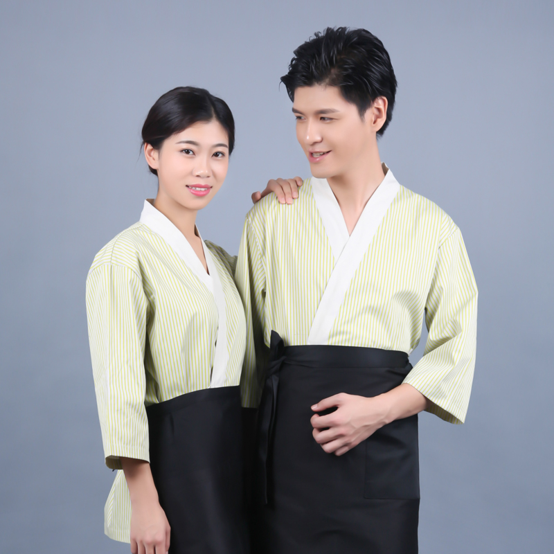 G6203008 เสื้อพนักงานร้านอาหารญี่ปุ่น เกาหลี เสื้อกิโมโน ร้านอาหารญี่ปุ่น สีภาพ S M L XL 2XL G6203008 เสื้อตัวเดียว