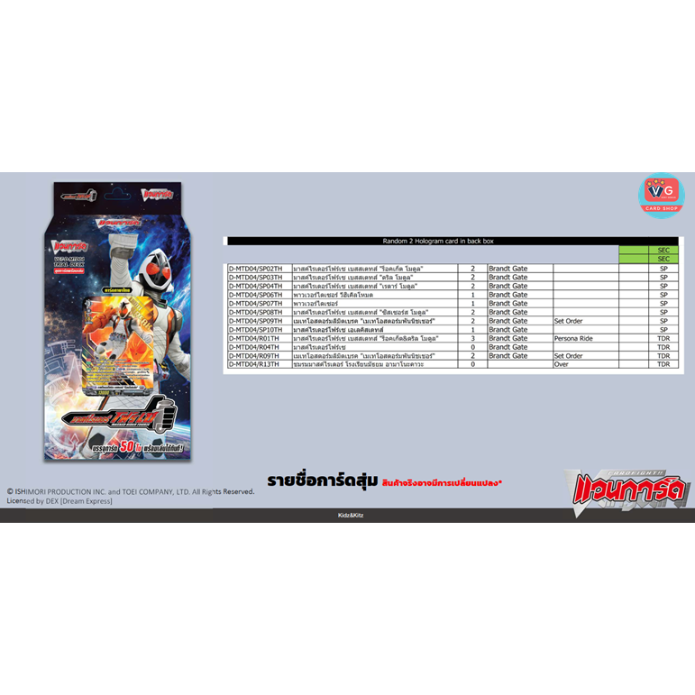 ส่งปลายกพ.69 D-MTD04 มาสค์ไรเดอร์โฟร์เซ่ บรันท์เกต กราวิเดีย D Masked Rider Trial Deck Masked Rider Fourze