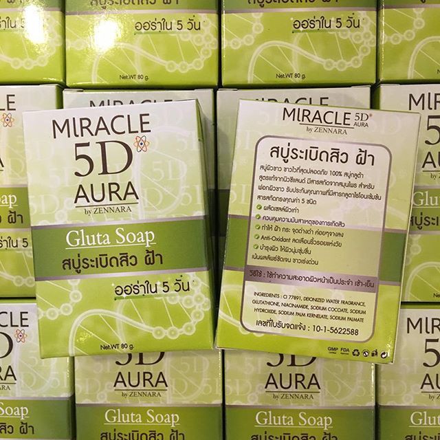 สบู่ระเบิดสิว ฝ้า Miracle 5D Aura by Zennara