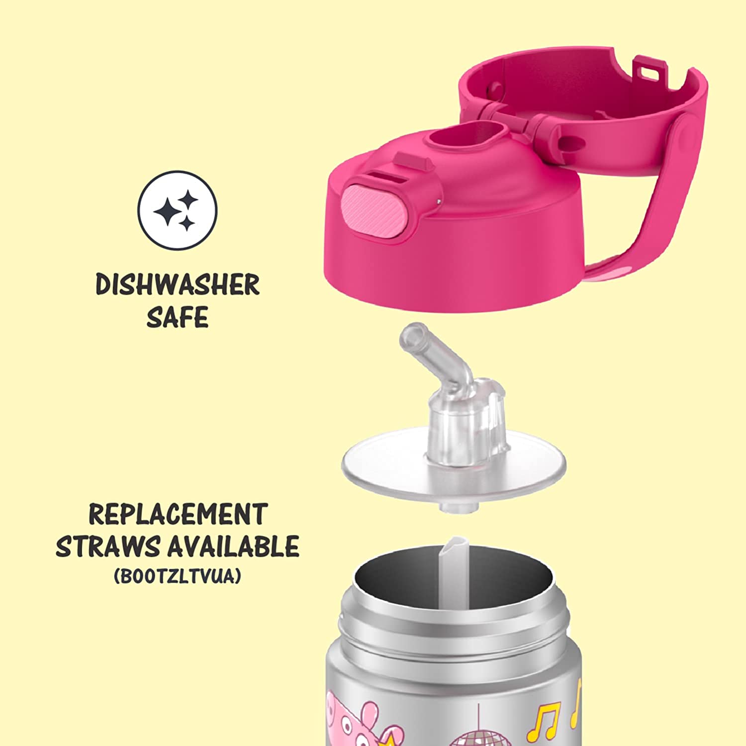 กระติกดูดน้ำแตนเลสหุ้มฉนวนสุญญากาศยี่ห้อ Thermos ของแท้ขนาด 12 ออนซ์ ลาย Peppa Pig ราคา 990 - บาท