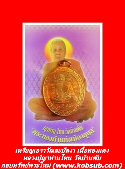 เหรียญเอราวัณสะบัดงา เนื้อทองแดง หลวงปู่ญาท่านโทน
