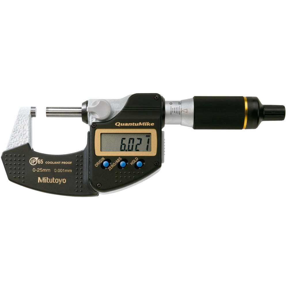 Mitutoyo รหัส 293-140-30 ไมโครมิเตอร์วัดนอกแบบดิจิตอลแกนหมุนเร็ว , QuantuMike digital outside micrometer 0.001mm with data output and rapid advance , measurement range: 0～25mm