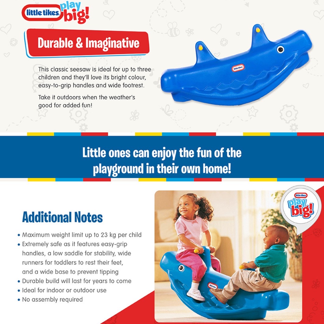 NEWกระดานหกแสนสนุก🐳 นำเข้า🇺🇸 จากแบรนด์ Little Tikes Whale Teeter Totter - Active Play กระดานหกลายปลาวาฬ 🐋สําหรับเด็ก ราคา 4390 บาท