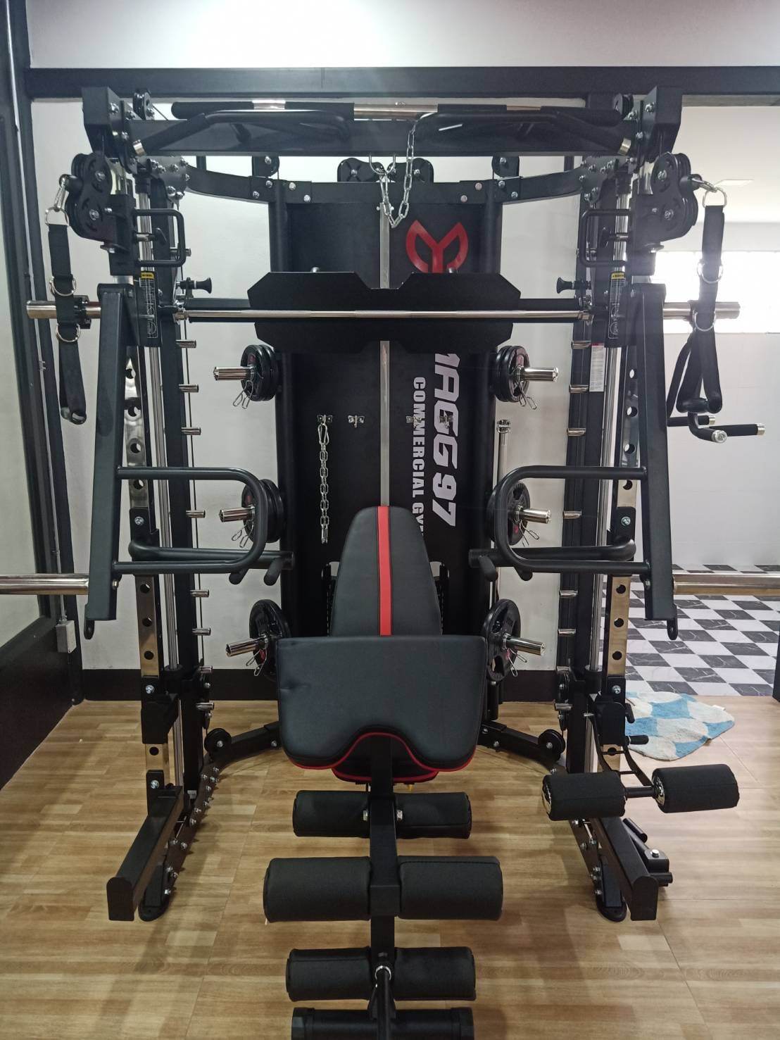 Smith Machine IMAGG 97 + ม้านั่ง819A + แผ่นน้ำหนัก50kg, สมิทแมชชีน