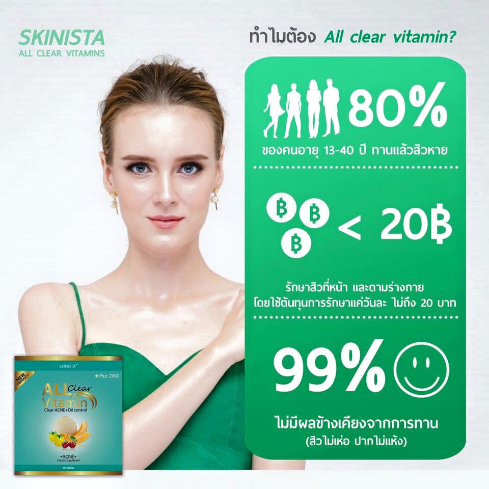ใหม่ All clear vitamin วิตามินรักษาสิว โปรสุดคุ้ม