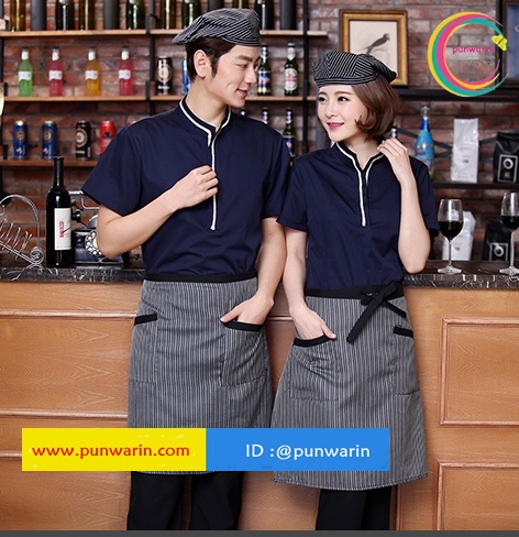 เสื้อพนักงานต้อนรับ เสื้อพนักงานเสริฟ เสื้อพนักงานโรงแรม เสื้อพนักงานร้านอาหาร กรมท่า L-3XL F6411003 เสื้อ แถมผ้ากันเปื้อน