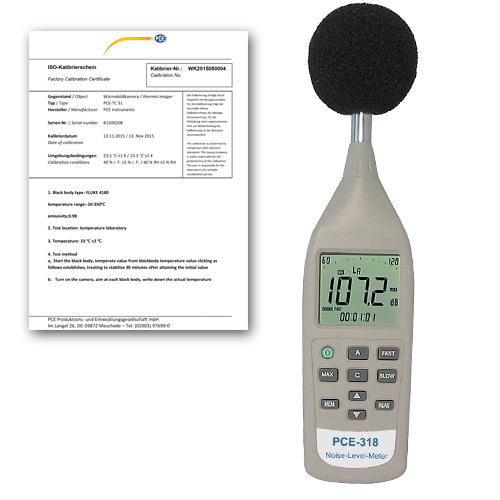 PCE Instrument รหัส PCE-318-ICA เครื่องวัดระดับความดังของเสียงเดซิเบลพร้อมเอกสารรับคุณภาพการสอบเทียบ,Sound level data logger,decibel meter,incl. ISO calibration certificate