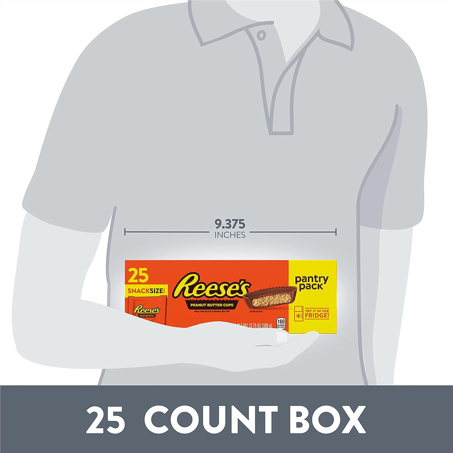 นำเข้า US Reese's Milk Chocolate Snack Size Peanut Butter Cups Candy, Pantry Pack 13.75 oz, 25 Pieces ราคา 790 บาท