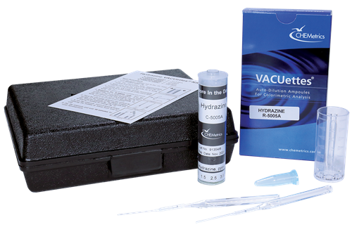 CHEMets รหัสสินค้าK-5005Aชุดทดสอบคุณภาพน้ำค่าไฮดราซีน,Hydrazine Visual High Range Kit,Meas.range:0～25ppm