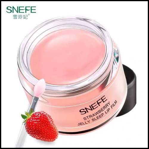 ลิปมาร์คปากชมพู SNEFE Strawberry JELLY SLEEP LIP FILM