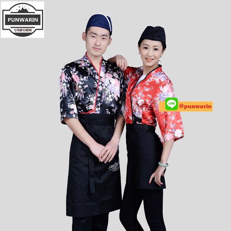 เสื้อพนักงานร้านอาหารญี่ปุ่น เกาหลี เสื้อกิโมโน ร้านอาหารญี่ปุ่น สีภาพ S M L XL 2XL G6607009 เสื้อตัวเดียว