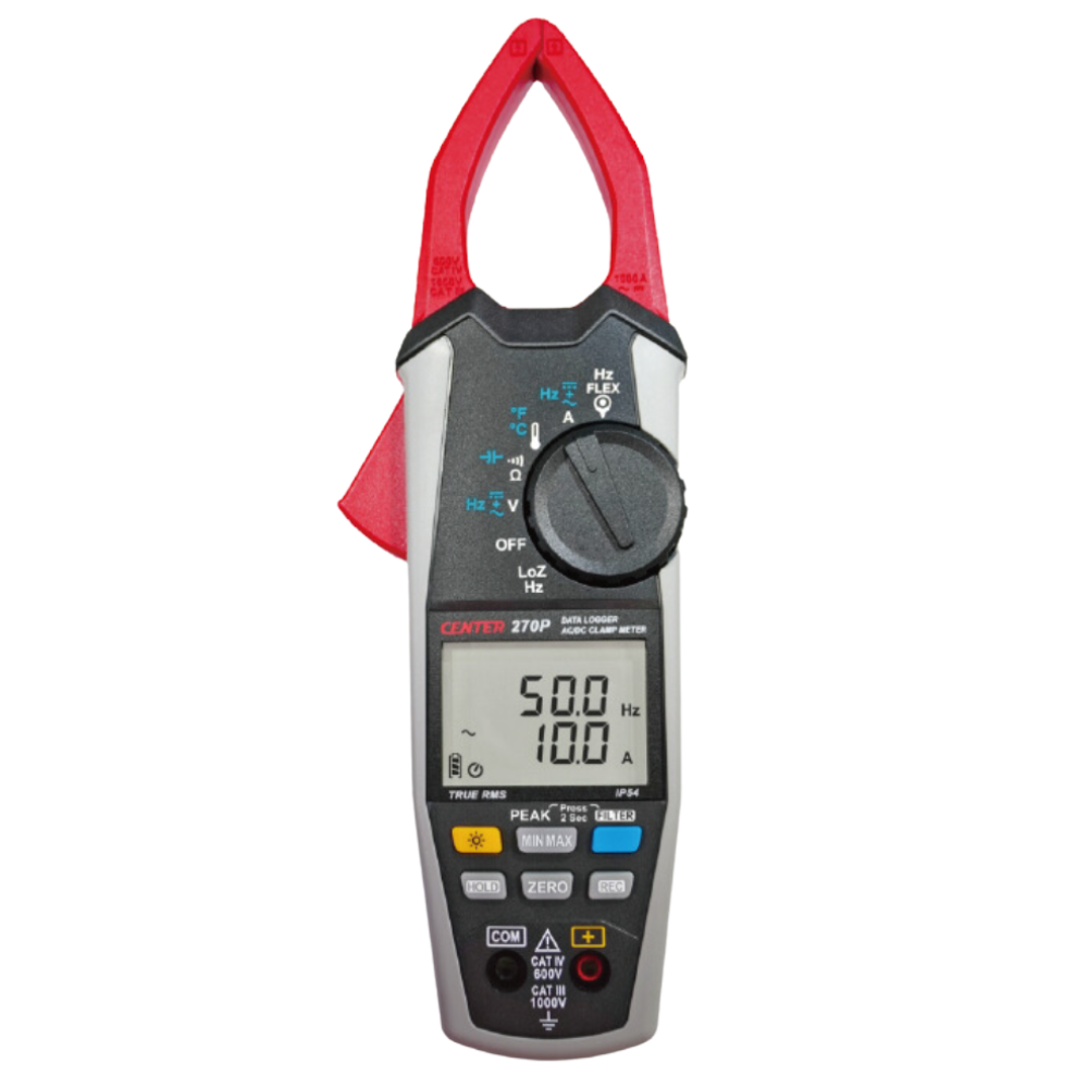 Center รุ่น CENTER-270 แคลมป์มิเตอร์,AC/DC True RMS Clamp Meter,Meas.range: 60V/600V/1000V