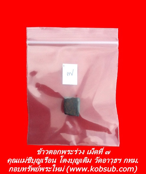 ข้าวตอกพระร่วง เม็ดที่ ๗ คุณแม่ชีบุญเรือน โตงบุญเติม วัดอาวุธฯ กทม.