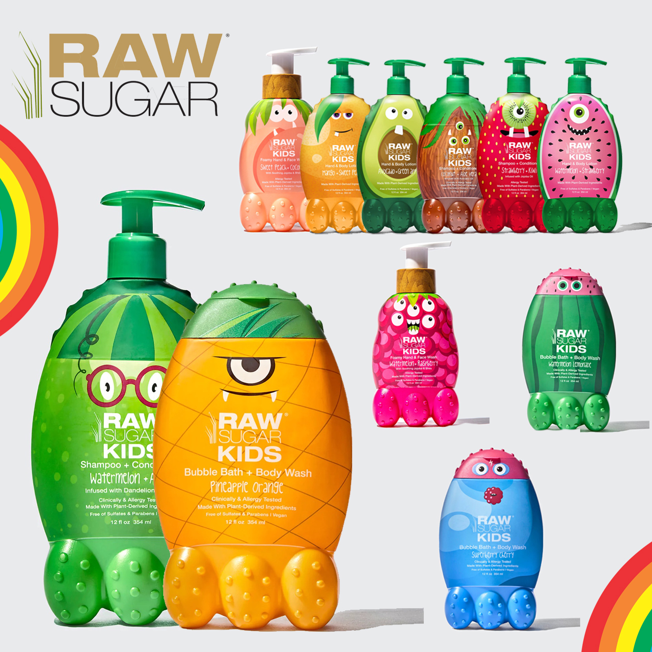 ใหม่!!! แชมพูเด็ก+คอนดิชั่นเนอร์ สบู่อาบน้ำเด็ก Raw Sugar Kids Bubble Bath and Body Wash 12 fl oz ราคา 450.- บาท