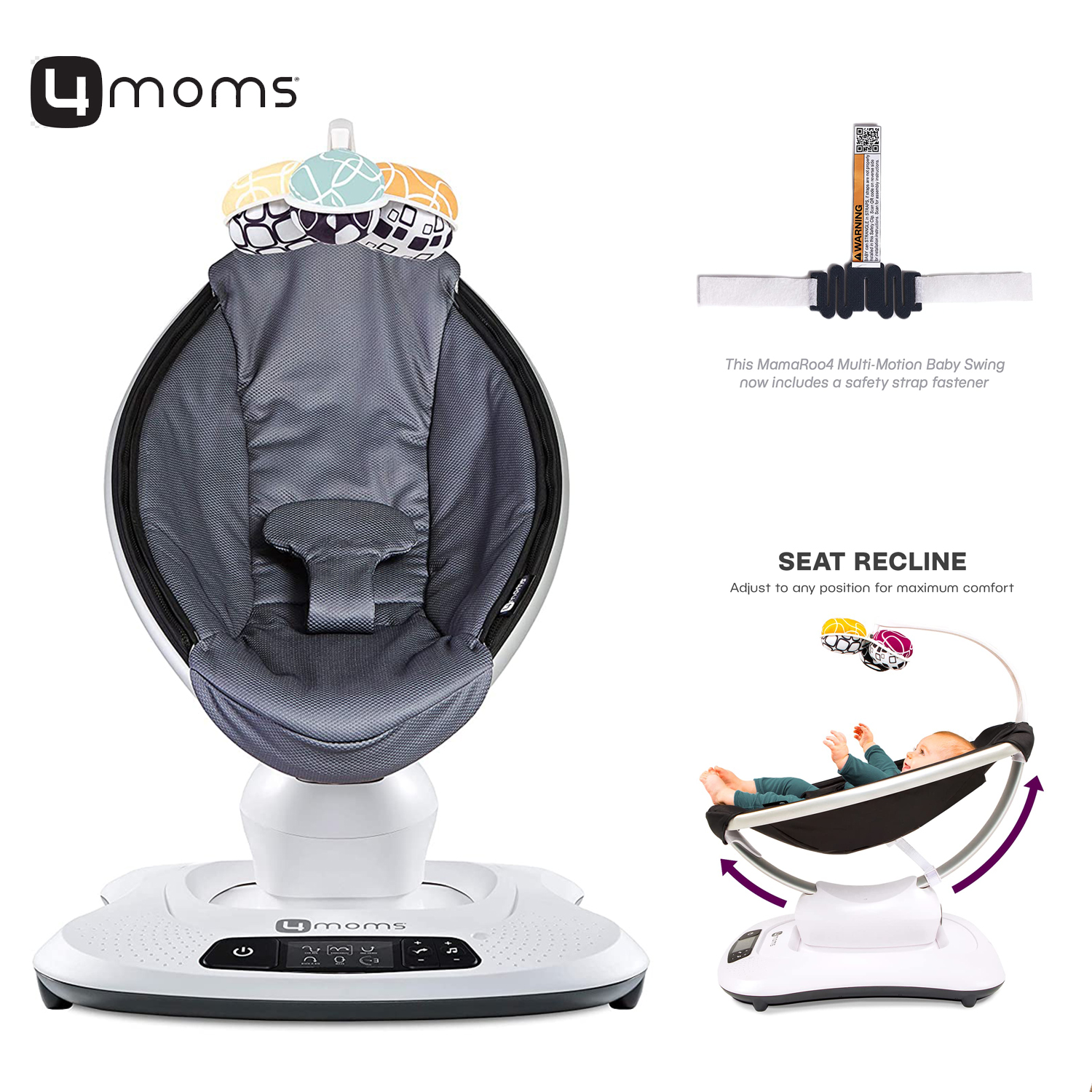 เปลไกวไฟฟ้า สีดำคลาสสิค 4moms - MAMAROO Classic black